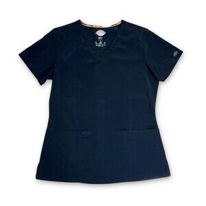 Dickies EDS Essentials Medical Nurse Scrub Top Black Stretch Women’s Small